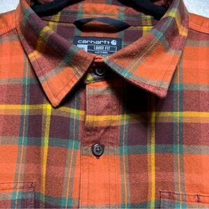 Carhartt Orange/Yellow/Green Plaid Flannel Lumber Jack Shirt, Size 2XL